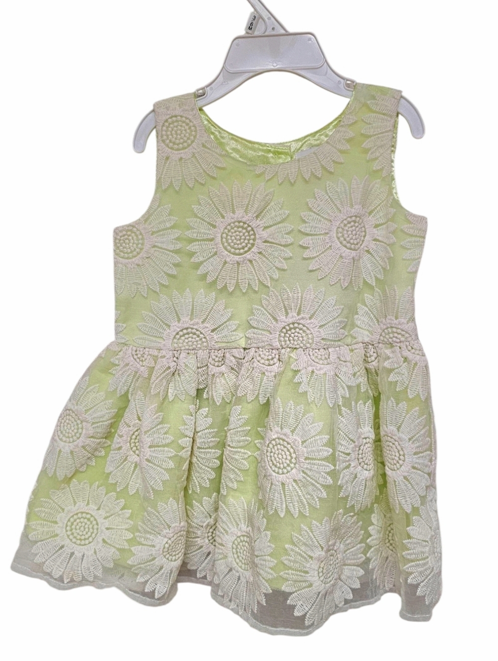 Girls' Lime Green Floral Lace Party Dress